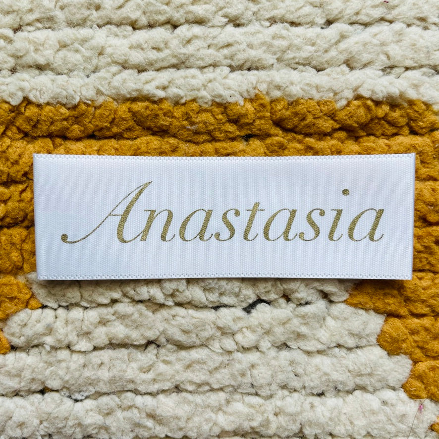 Printed Label on White Satin