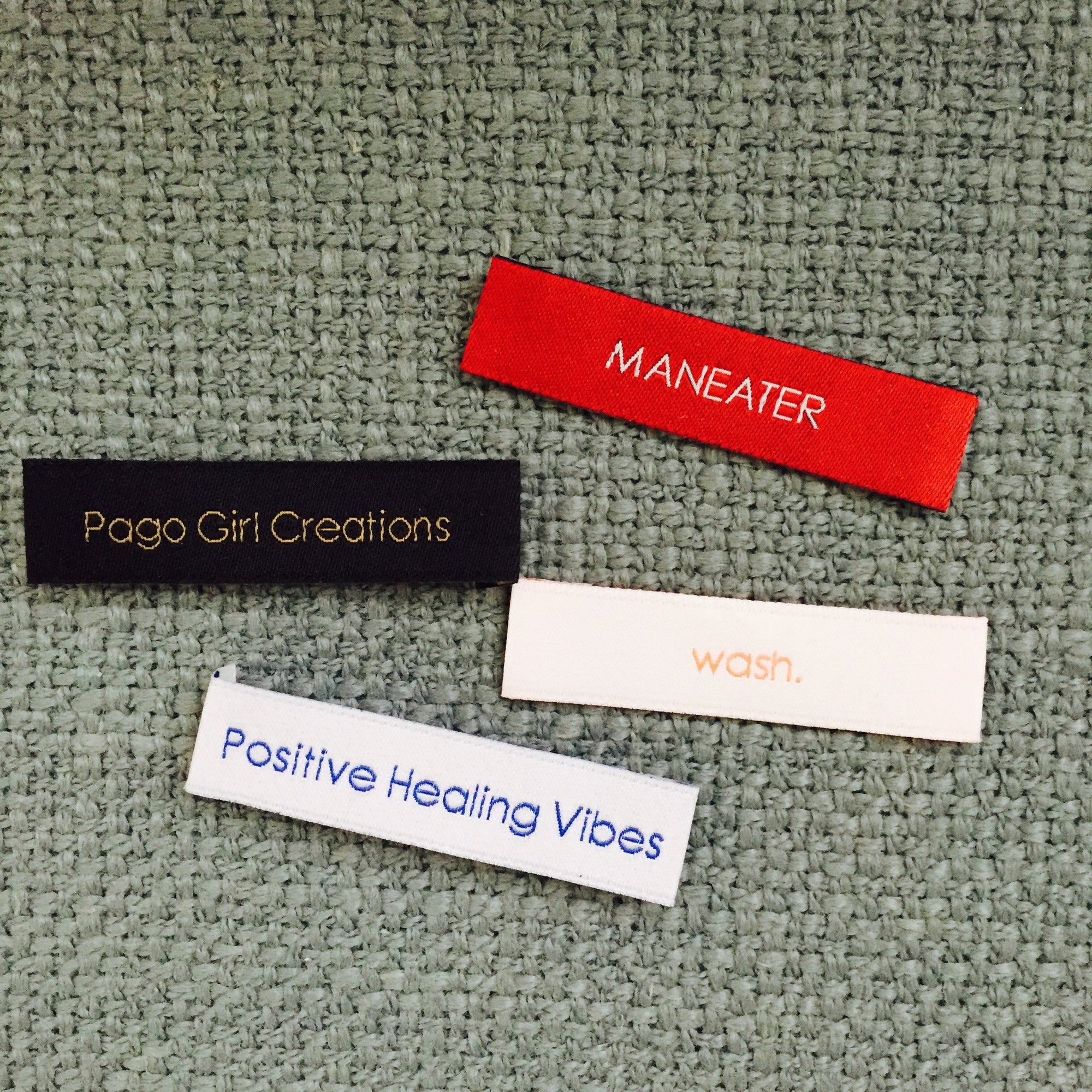 Custom Woven Label with 1 Line Text (2" x 0.5" End Fold)