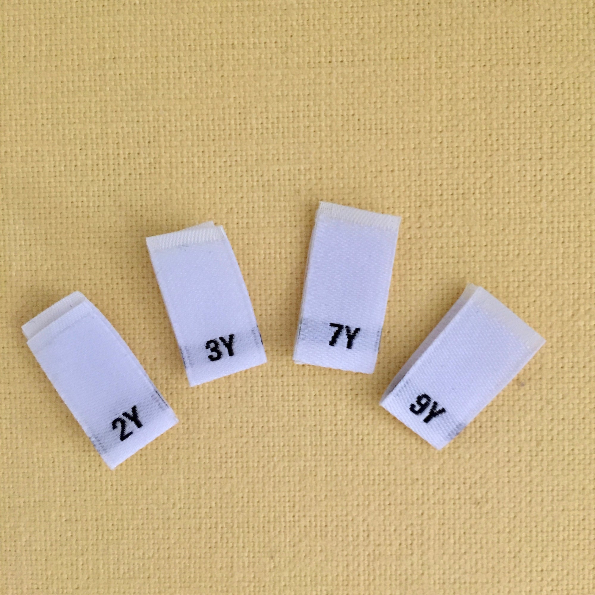 Child Clothing Size Labels (White) - Sew-in Labels, Clothing Tags
