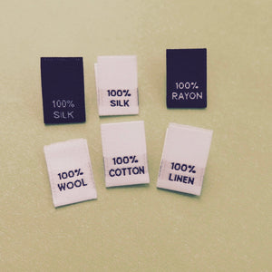 100% Fabric Content Garment Labels - Small
