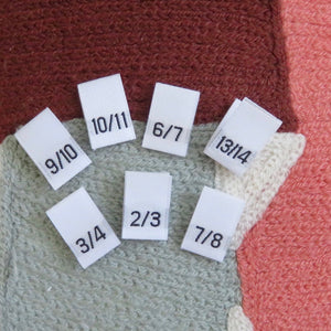 Woven Size Labels - White Damask 1/2~13/14