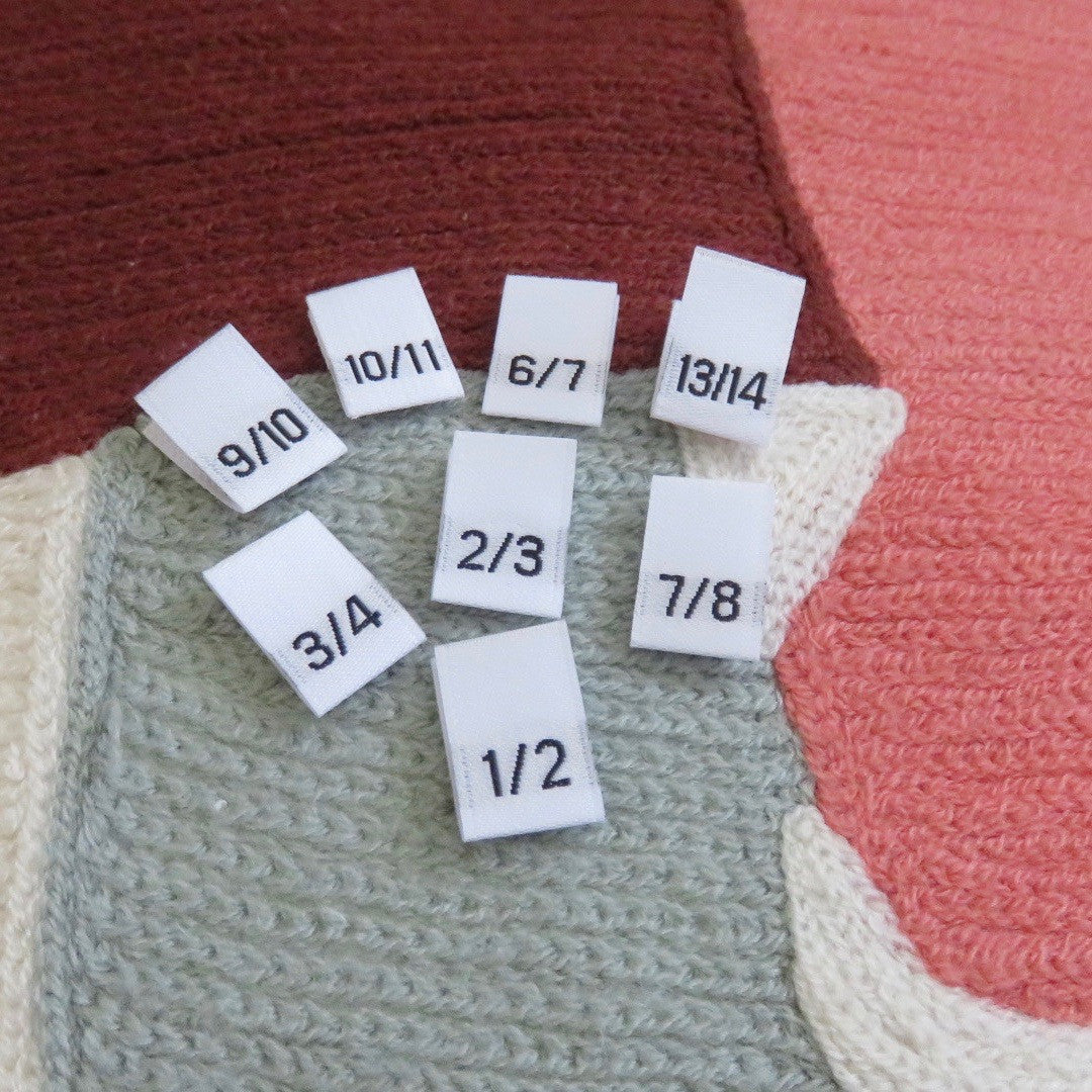Woven Size Labels - White Damask 1/2~13/14