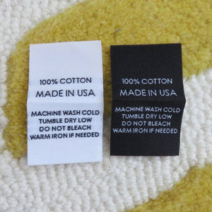 100% Cotton Made in USA - Garment Care Labels