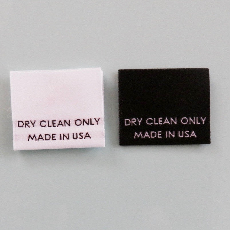 100% Wool, Dry Clean Only, Made in USA Care and Content Labels