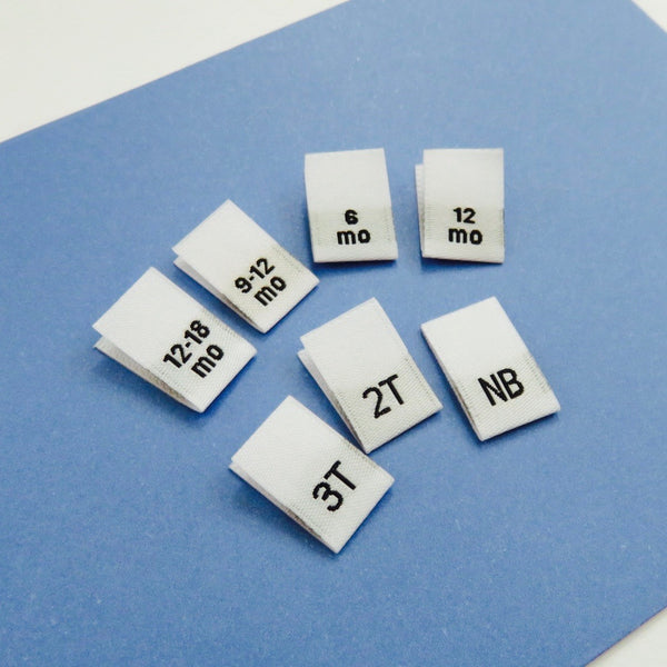 Child Clothing Size Labels (White) - Main Image