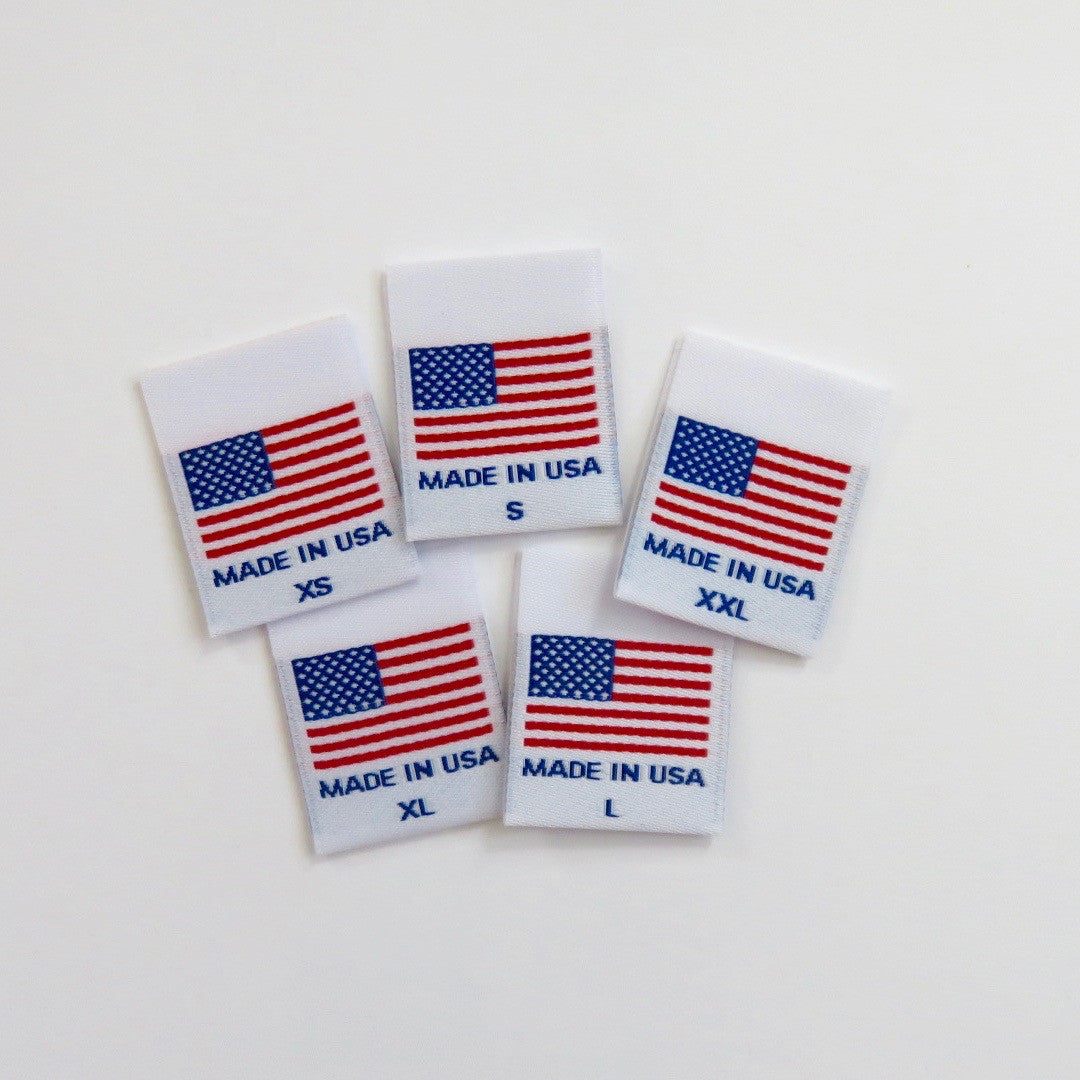 MADE IN USA FLAG Clothing Size Labels (XS-XXL)