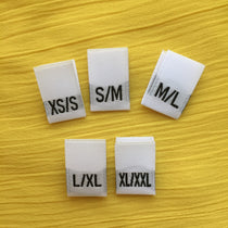 Woven Size Labels- White Damask XS/S~XL/XXL