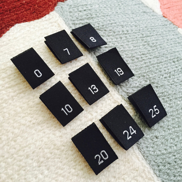 Clothing Size Labels - woven labels, care labels, size tags, laundry ...