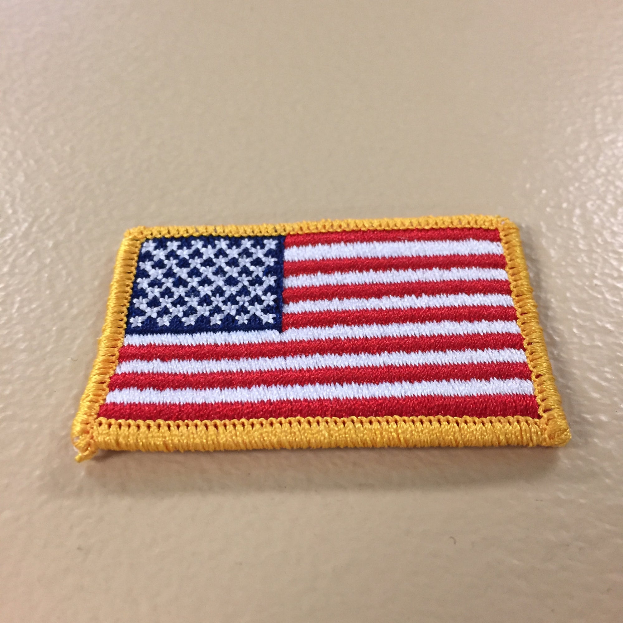 American Flag Patches Military Uniform Gold Border USA Fabric