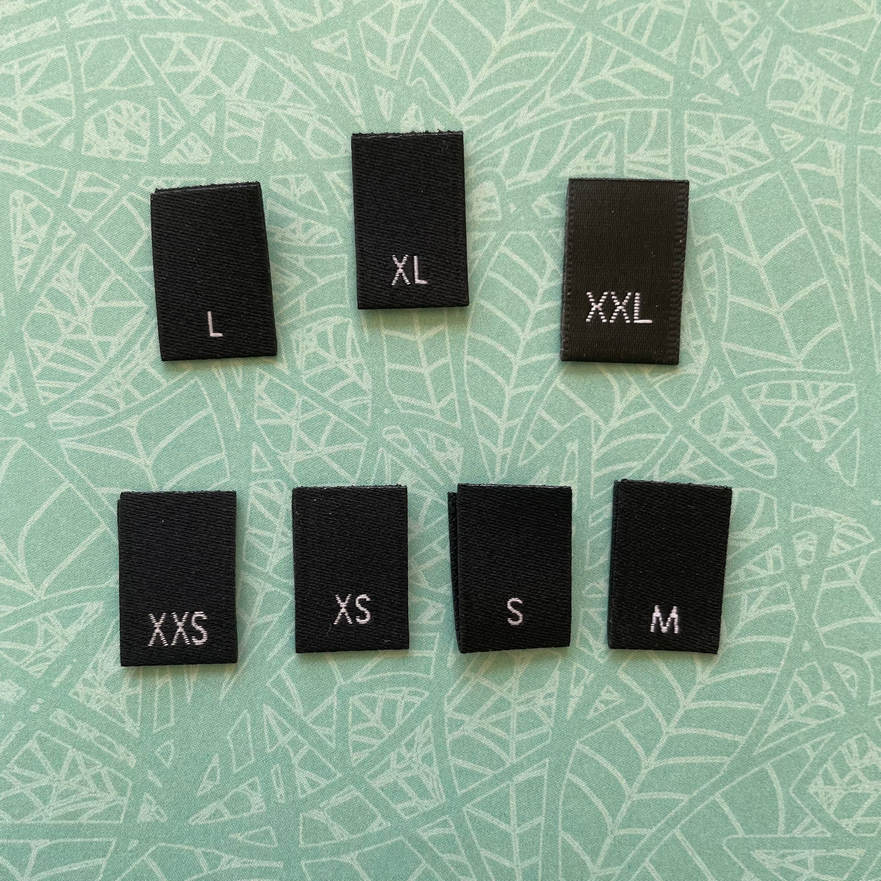 Letter Size Woven Labels (Black P,XXS-6XL,6X) - CRUZ LABEL