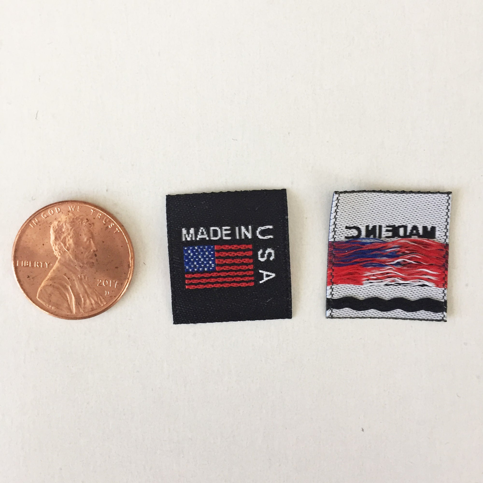 MADE IN USA FLAG -Square Clothing Labels (Black)